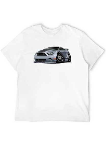 Car Cartoon Graphic Print Black T-Shirt