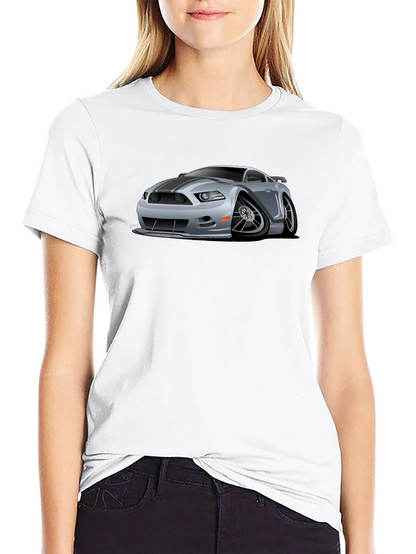 Car Cartoon Graphic Print Black T-Shirt
