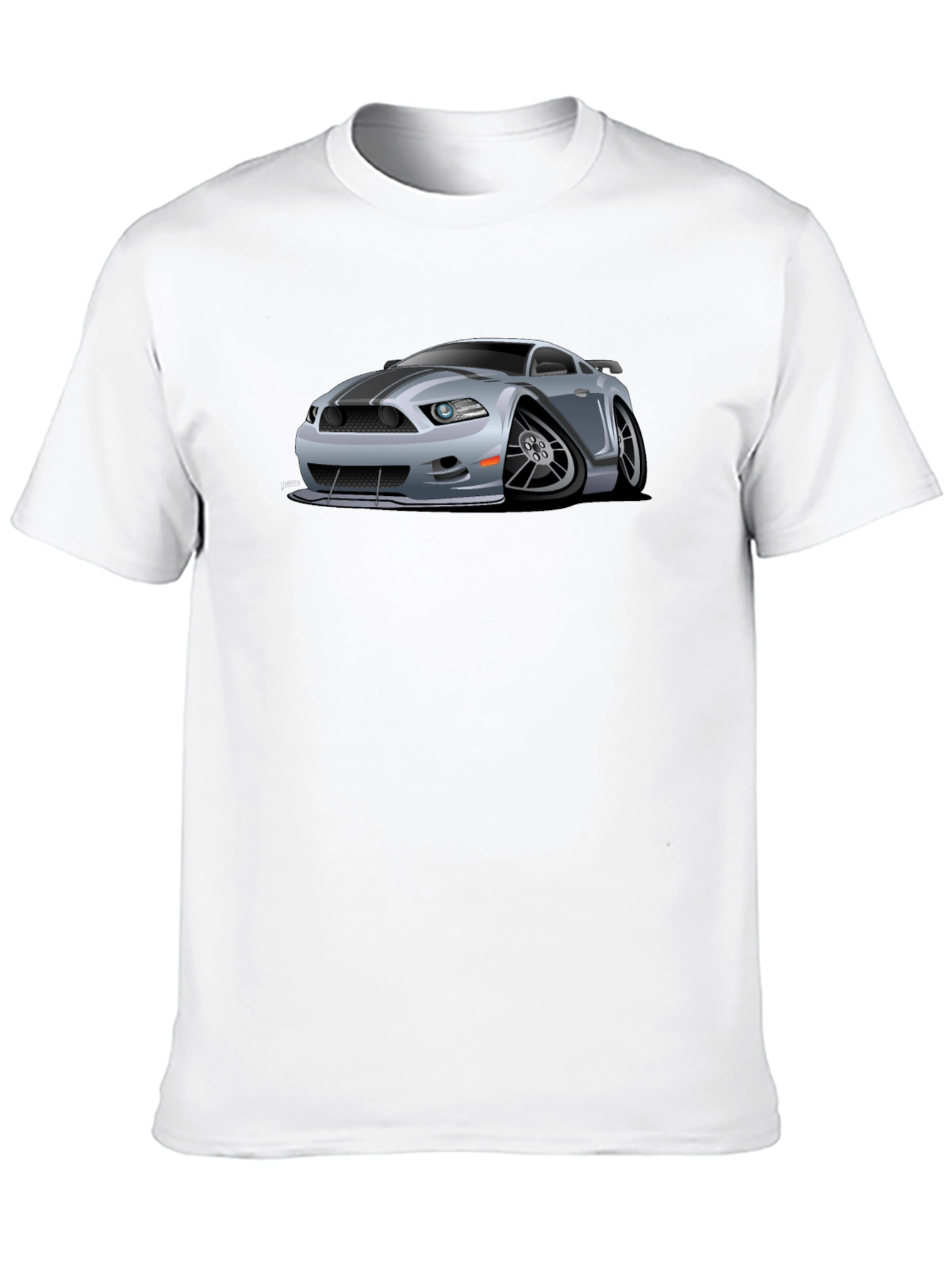 Car Cartoon Graphic Print Black T-Shirt
