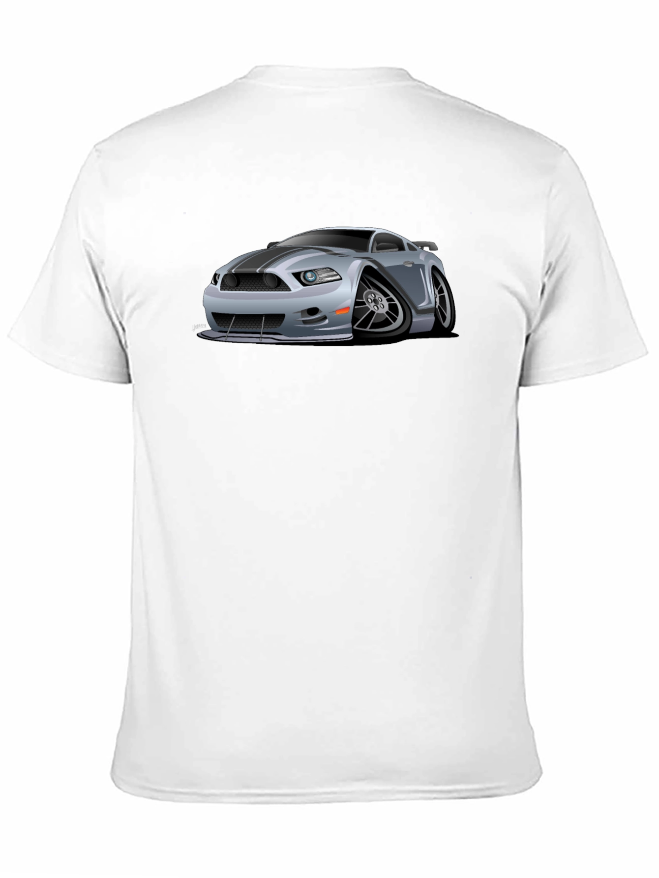 Car Cartoon Graphic Print Black T-Shirt