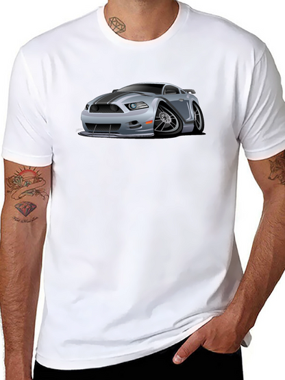 Car Cartoon Graphic Print Black T-Shirt