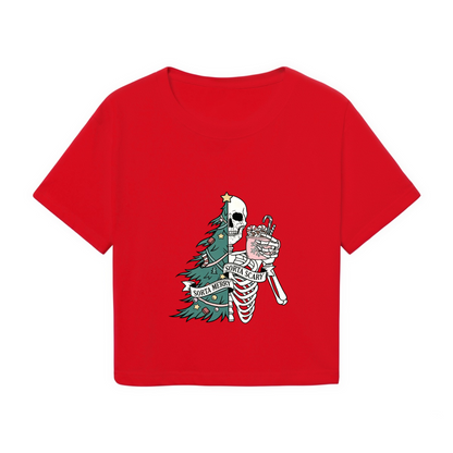 Sorta Merry Sorta Scary Skeleton Spooky Christmas Crop Top