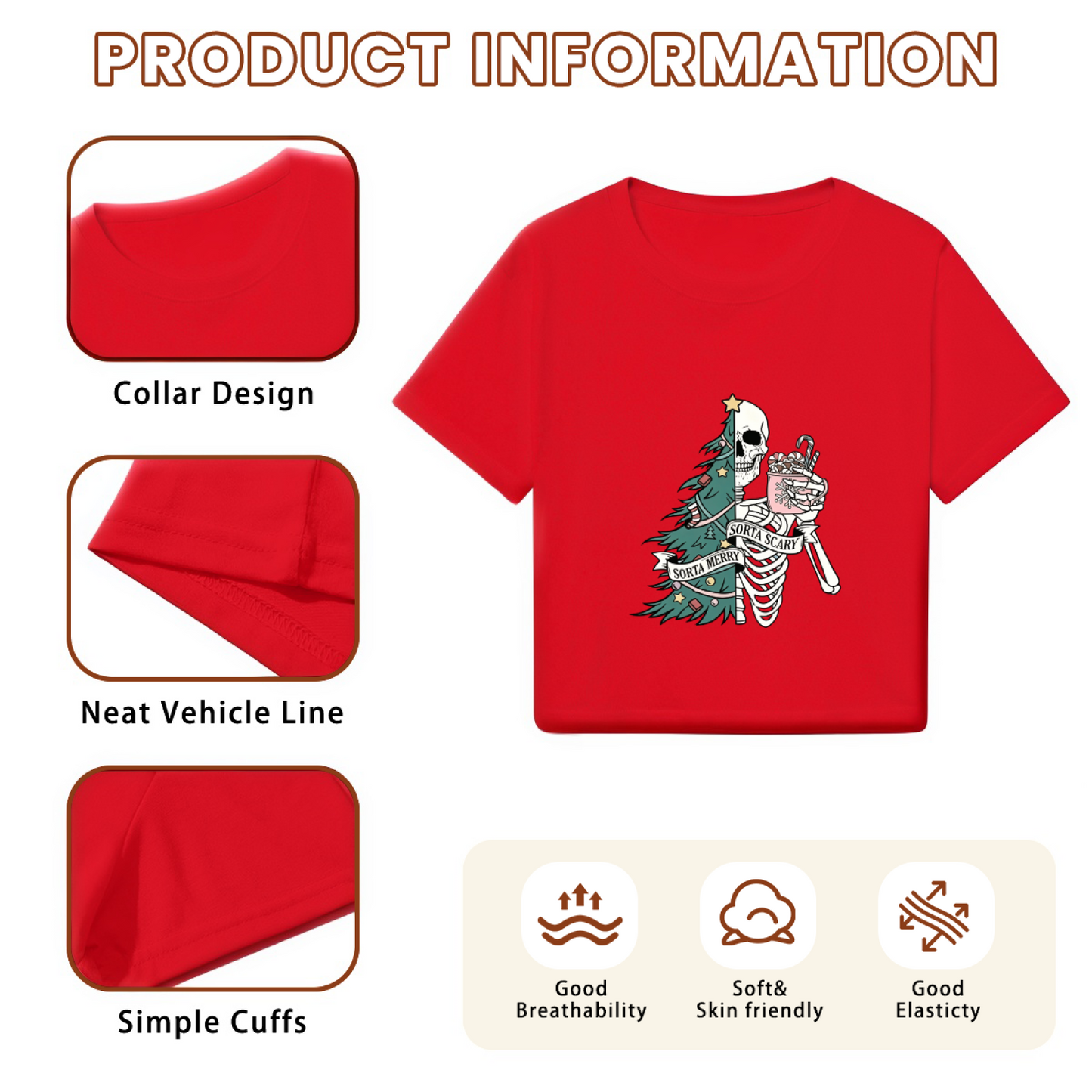 Sorta Merry Sorta Scary Skeleton Spooky Christmas Crop Top