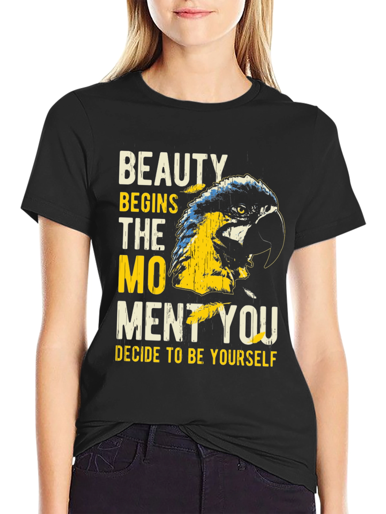 Beauty Begins Parrot Graphic T-Shirt