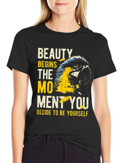 Beauty Begins Parrot Graphic T-Shirt