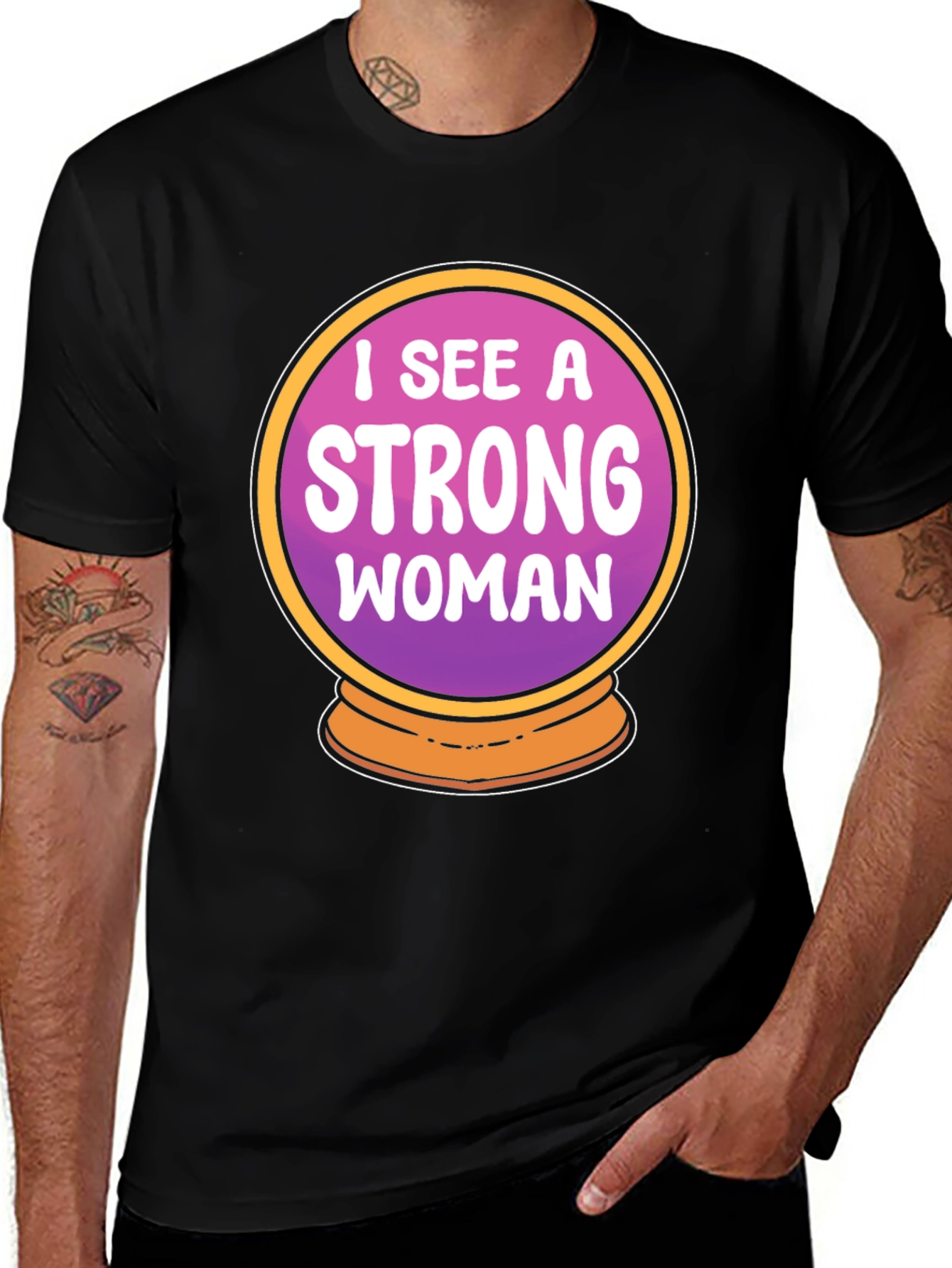 Strong Woman Crystal Ball Graphic Tee - Black