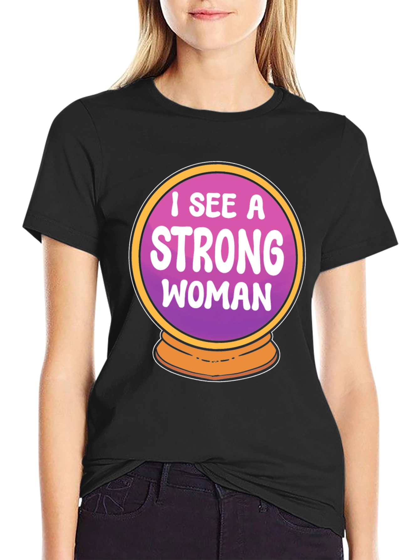 Strong Woman Crystal Ball Graphic Tee - Black