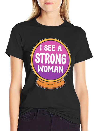 Strong Woman Crystal Ball Graphic Tee - Black