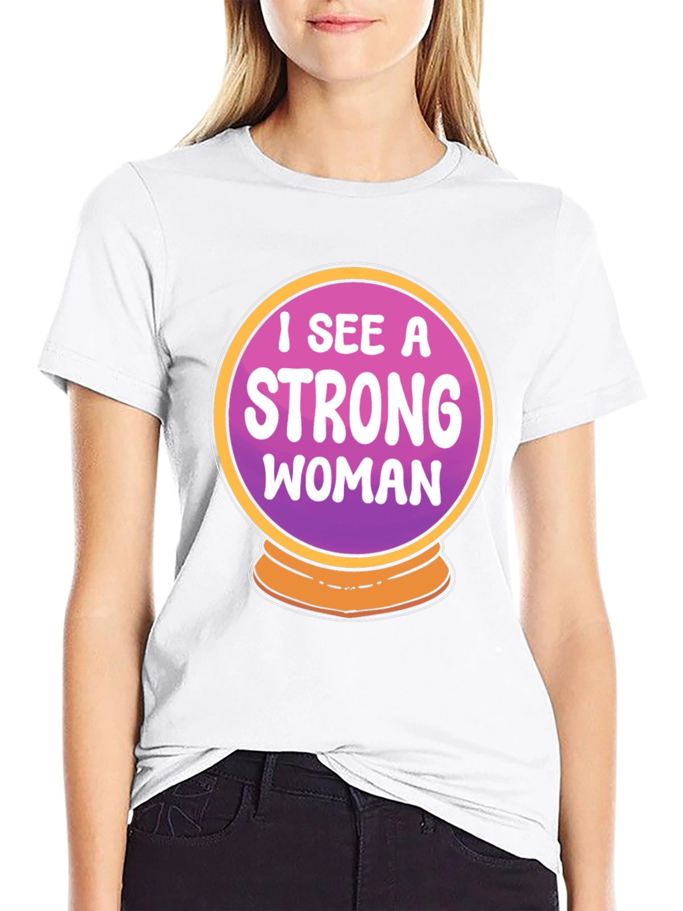 Strong Woman Crystal Ball Graphic Tee - Black
