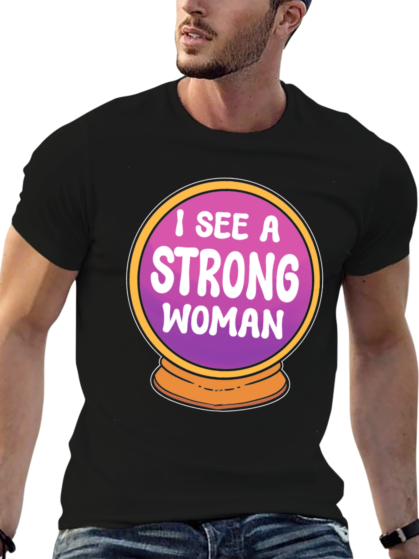 Strong Woman Crystal Ball Graphic Tee - Black
