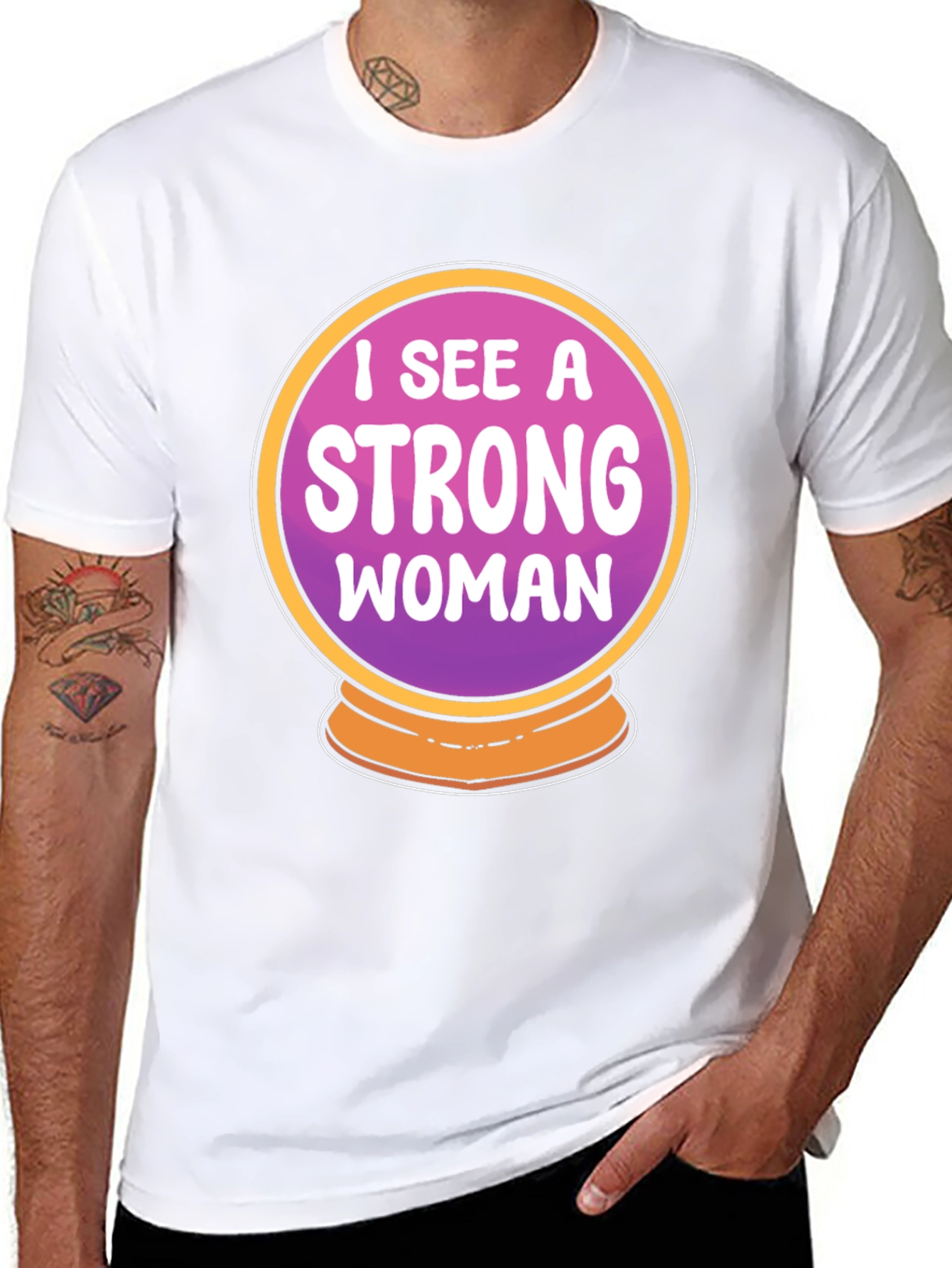 Strong Woman Crystal Ball Graphic Tee - Black