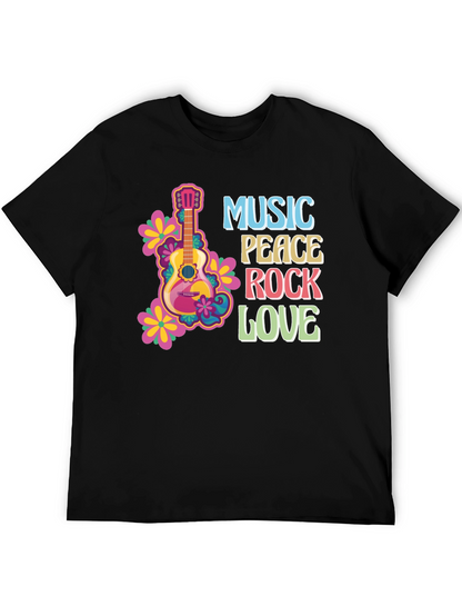 Music Peace Rock Love Graphic T-Shirt
