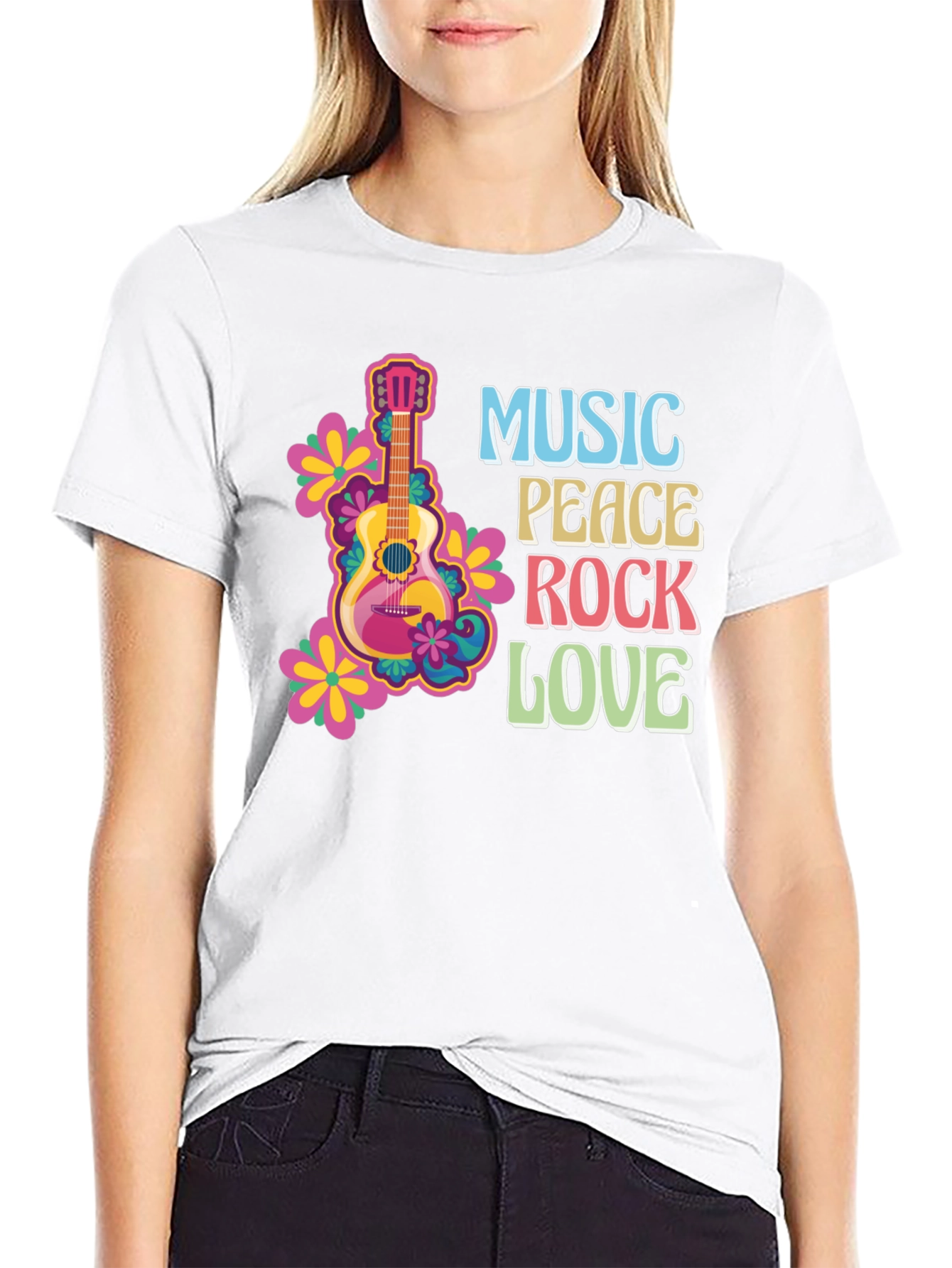 Music Peace Rock Love Graphic T-Shirt