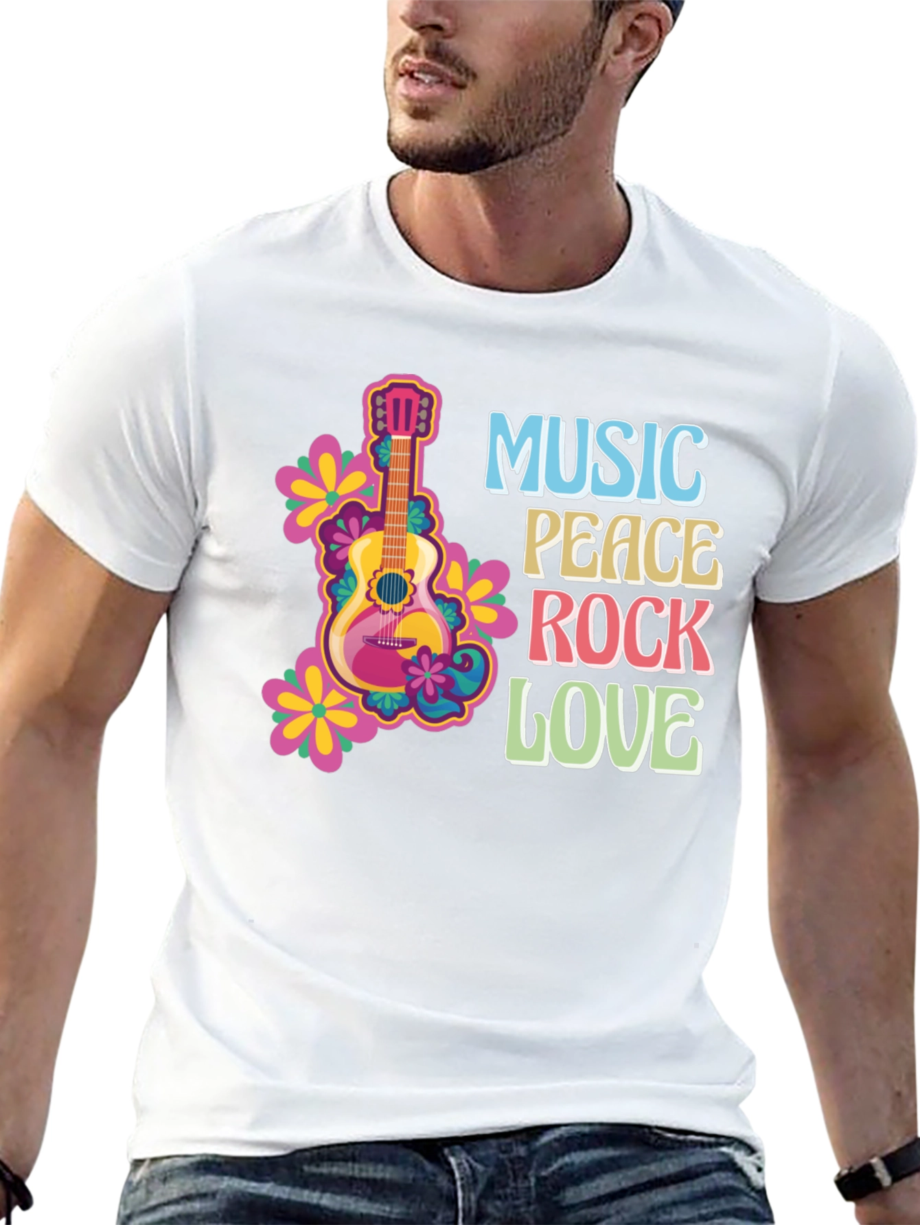 Music Peace Rock Love Graphic T-Shirt