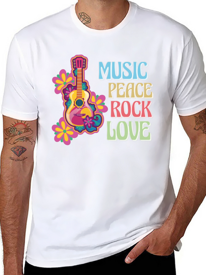 Music Peace Rock Love Graphic T-Shirt