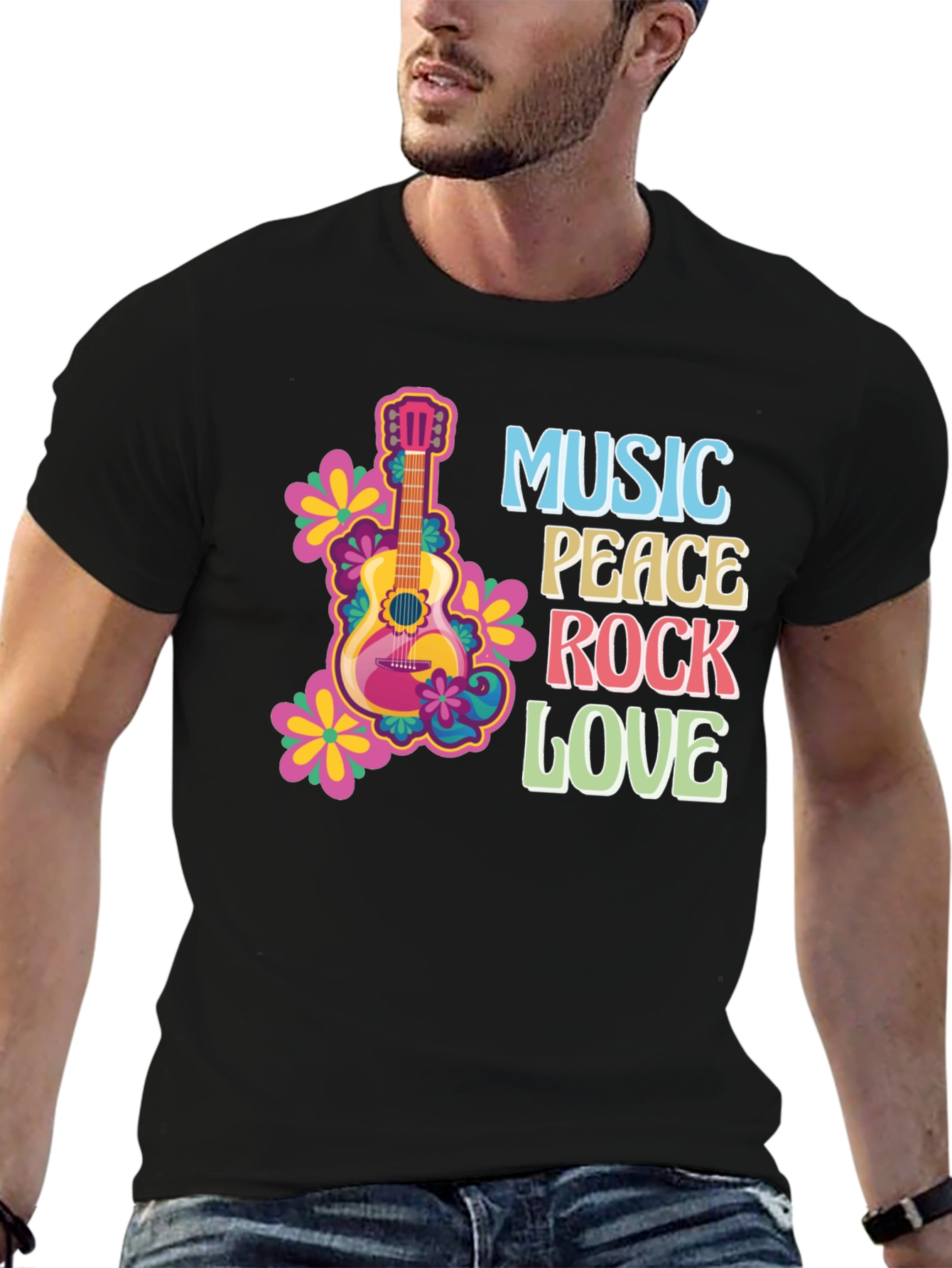 Music Peace Rock Love Graphic T-Shirt