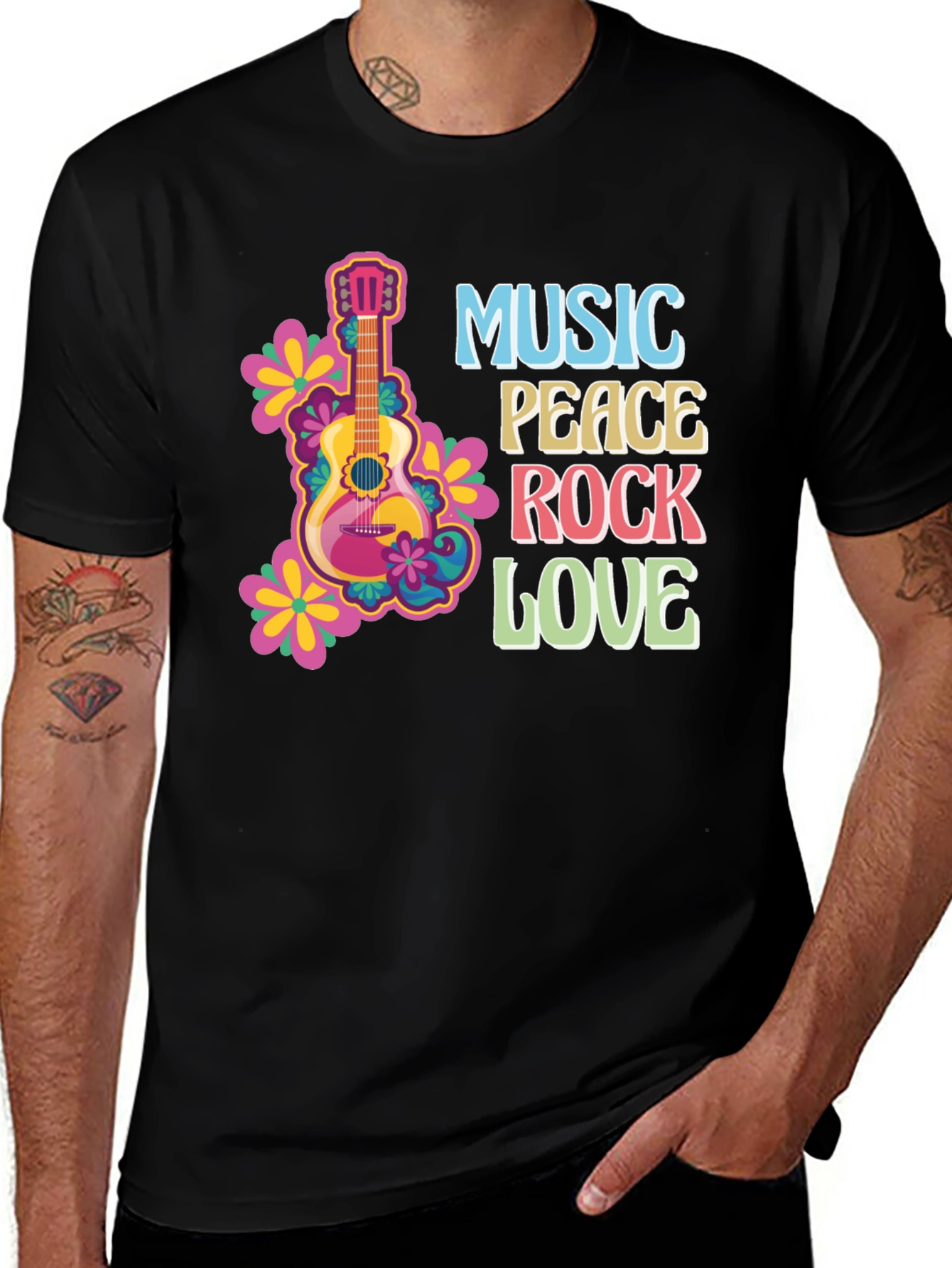 Music Peace Rock Love Graphic T-Shirt