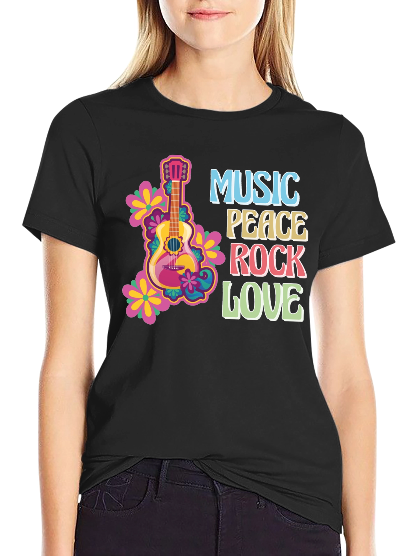 Music Peace Rock Love Graphic T-Shirt