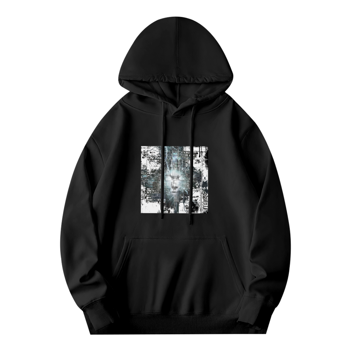 Mystical Realm Digital Art Graphic Black Hoodie