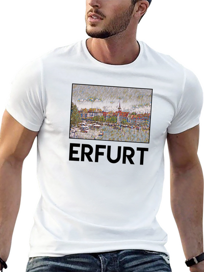 Erfurt Germany T-Shirt - Cityscape Sketch Art