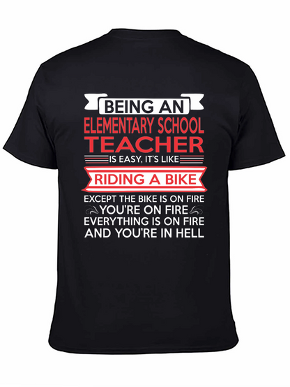 Elementary School Teacher T-Shirt Funny Bike On Fire Tee