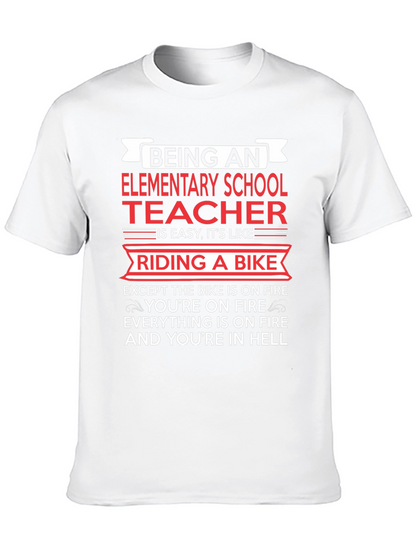 Elementary School Teacher T-Shirt Funny Bike On Fire Tee