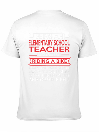 Elementary School Teacher T-Shirt Funny Bike On Fire Tee