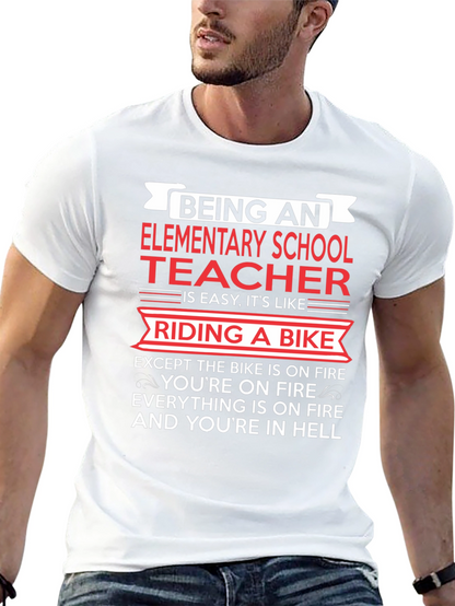 Elementary School Teacher T-Shirt Funny Bike On Fire Tee