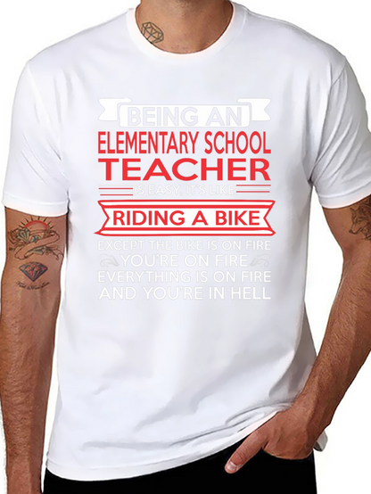 Elementary School Teacher T-Shirt Funny Bike On Fire Tee