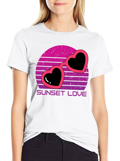 Sunset Love Heart Sunglasses T-Shirt