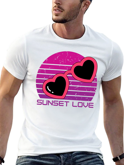 Sunset Love Heart Sunglasses T-Shirt