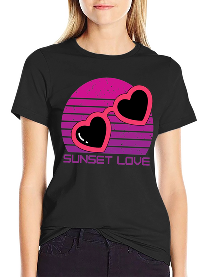 Sunset Love Heart Sunglasses T-Shirt