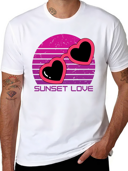 Sunset Love Heart Sunglasses T-Shirt