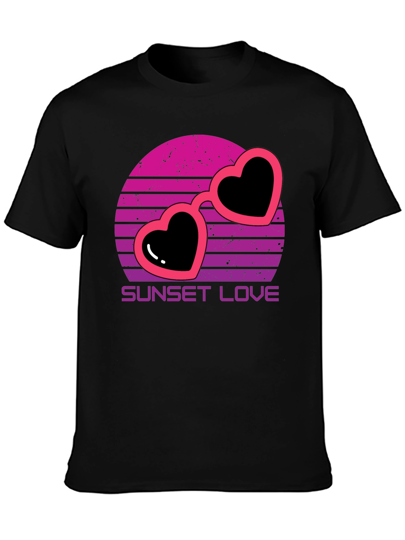 Sunset Love Heart Sunglasses T-Shirt