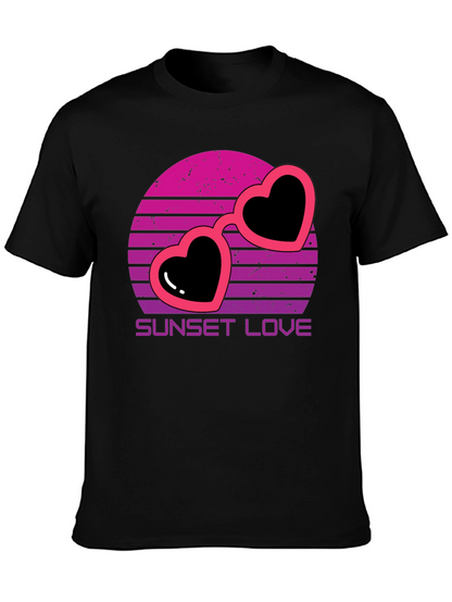 Sunset Love Heart Sunglasses T-Shirt