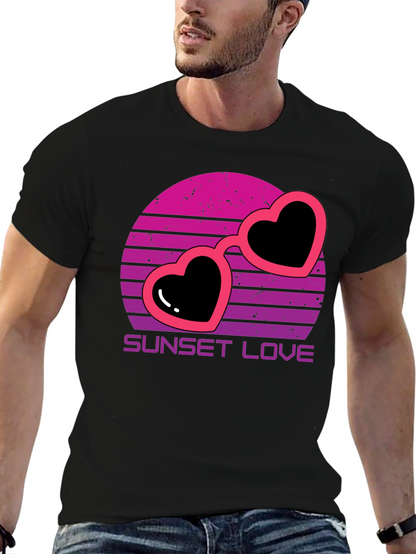 Sunset Love Heart Sunglasses T-Shirt