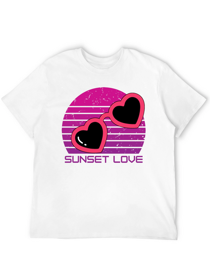 Sunset Love Heart Sunglasses T-Shirt