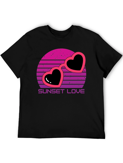 Sunset Love Heart Sunglasses T-Shirt