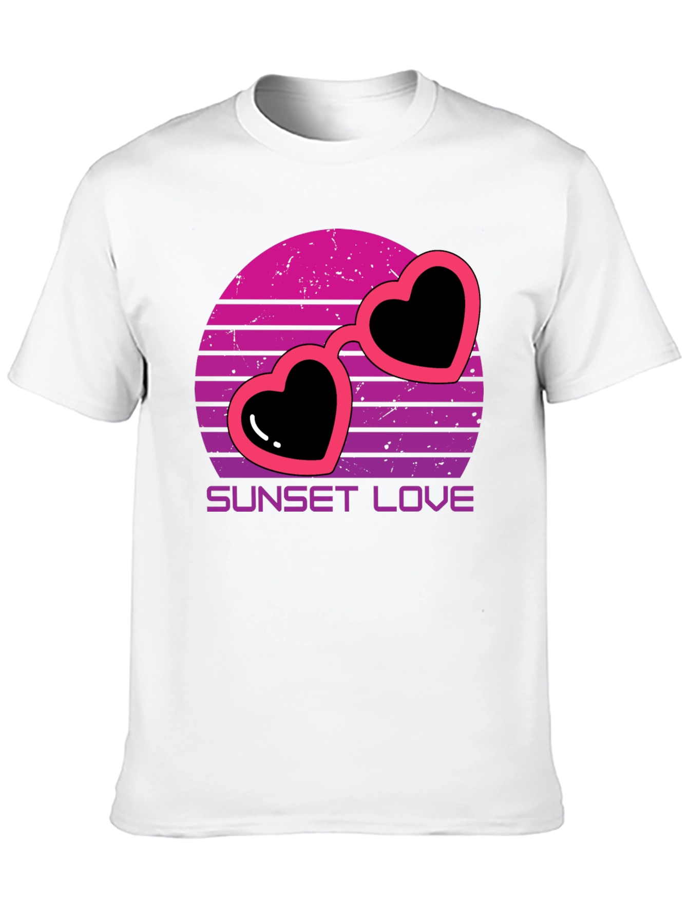 Sunset Love Heart Sunglasses T-Shirt