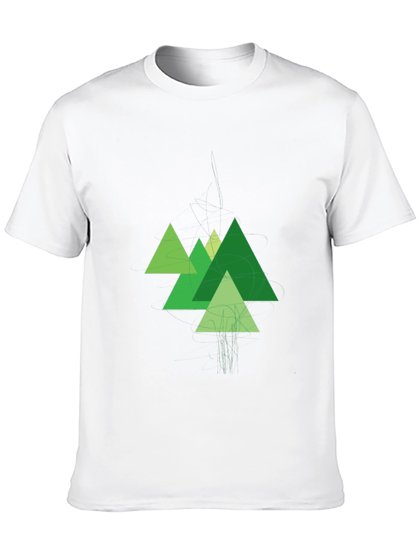 Geometric Green Mountains Black T-Shirt
