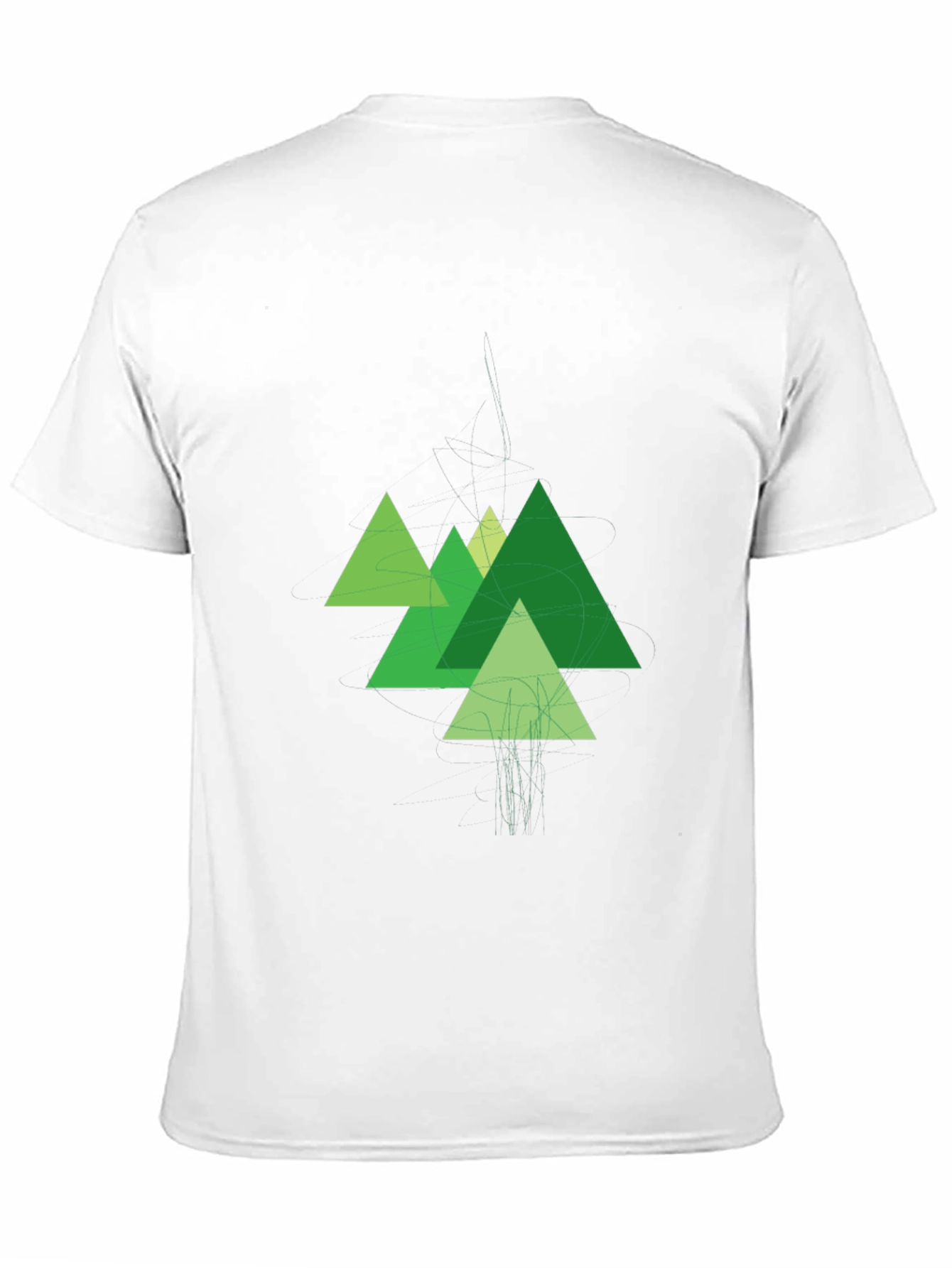 Geometric Green Mountains Black T-Shirt