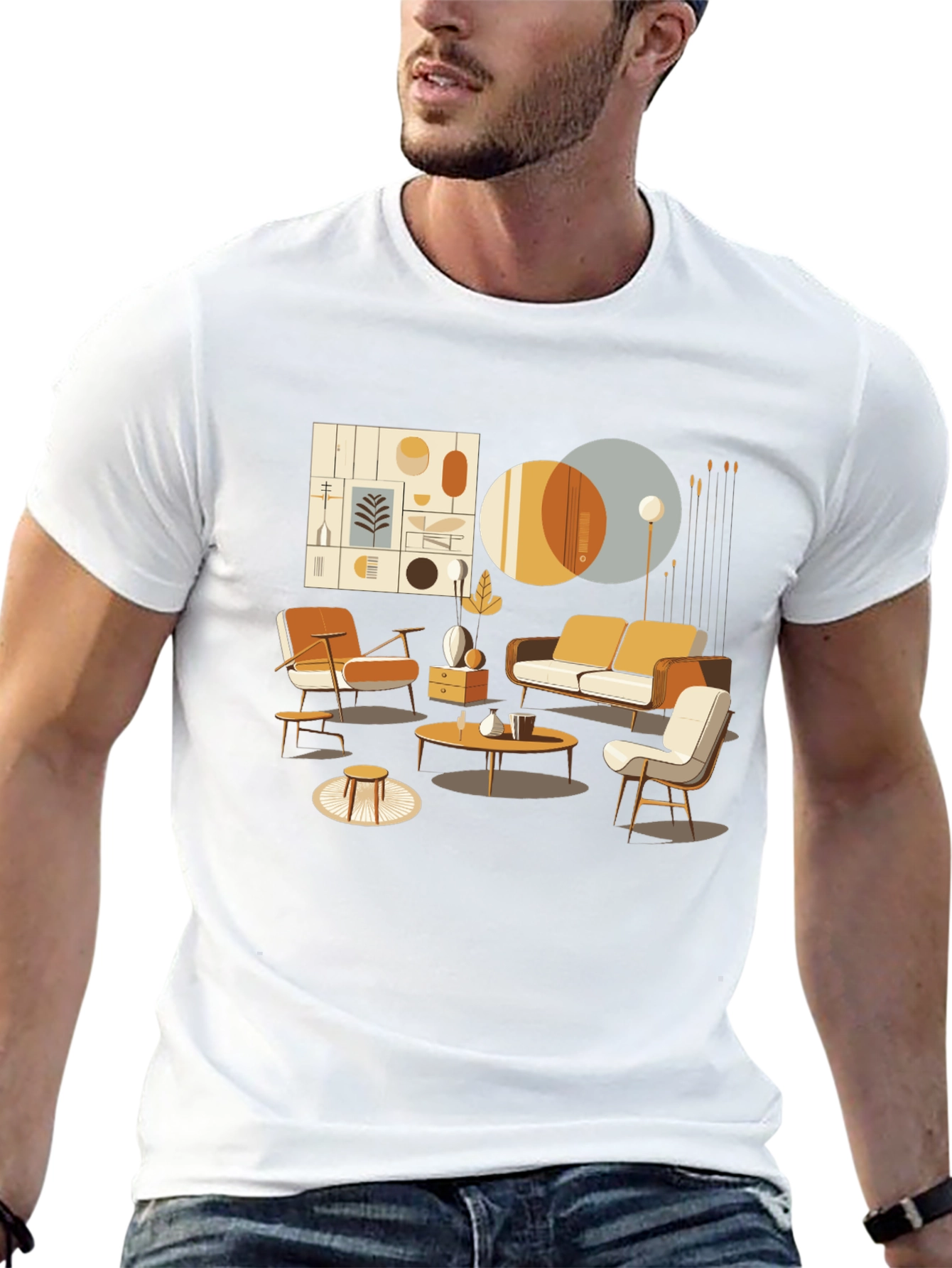 Modern Living Room Graphic Tee - Stylish Design