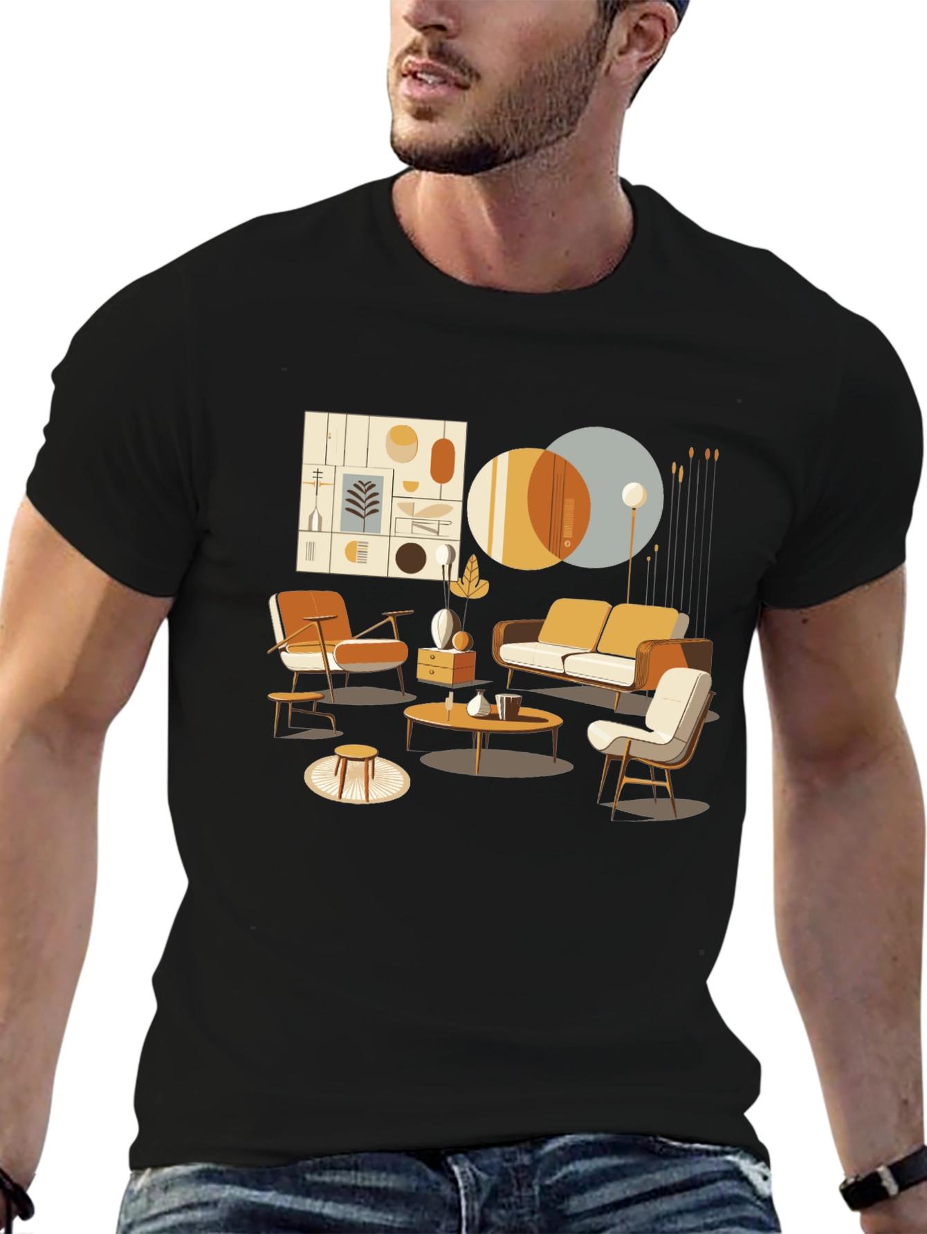 Modern Living Room Graphic Tee - Stylish Design