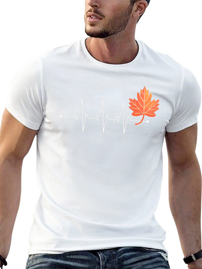 Fall Leaf Heartbeat T-Shirt - Black