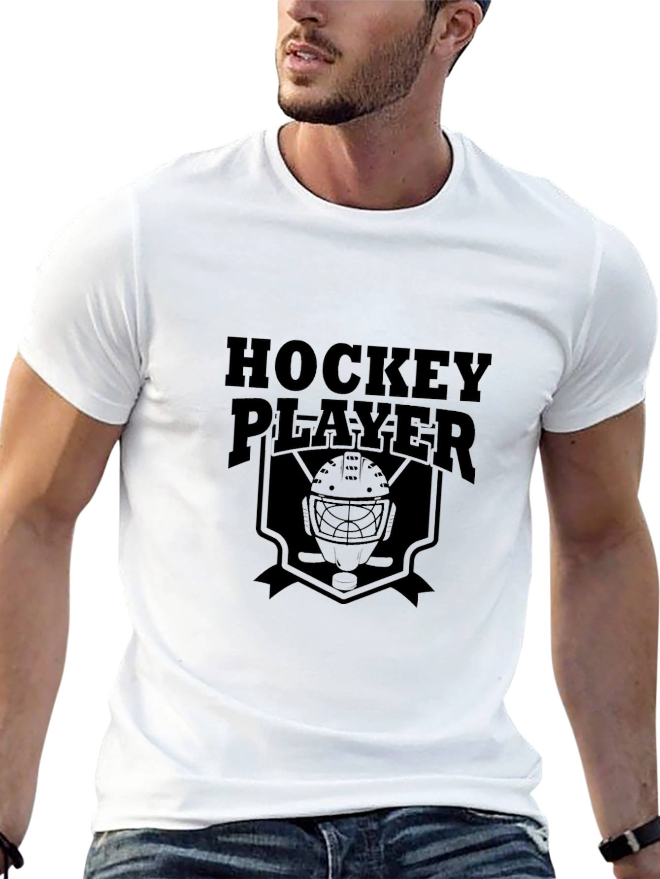 Hockey Player Black Graphic Tee