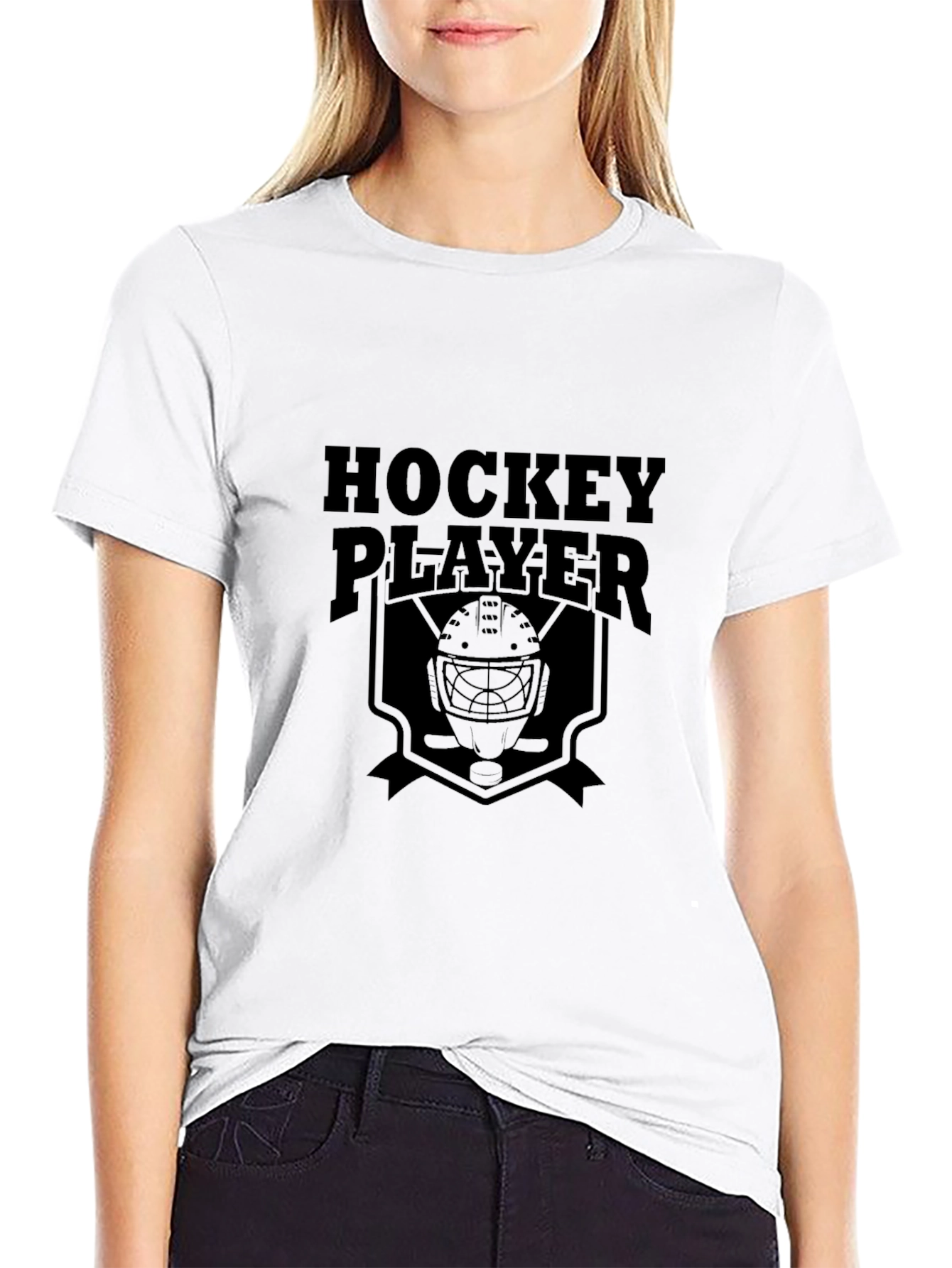 Hockey Player Black Graphic Tee