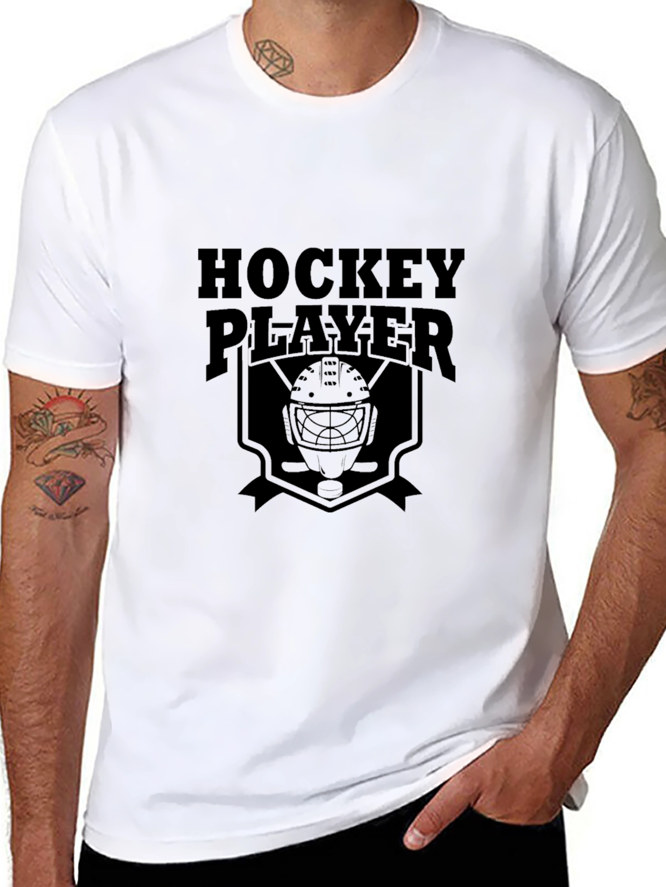 Hockey Player Black Graphic Tee