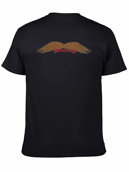Novelty Moustache Graphic Print Black T-Shirt