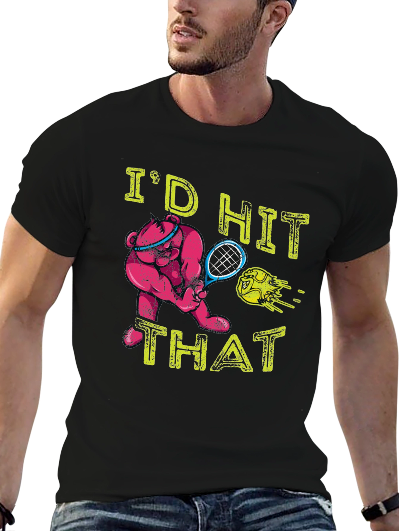 Tennis Bear Graphic T-Shirt - Id Hit That!