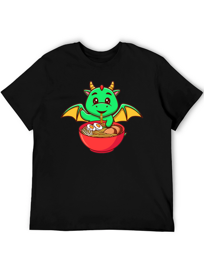 Cute Dragon Ramen Lover Black T-Shirt